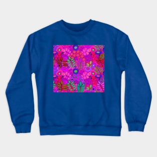 Southwest Sunny Garden Flowers - Red Pink Orange Crewneck Sweatshirt